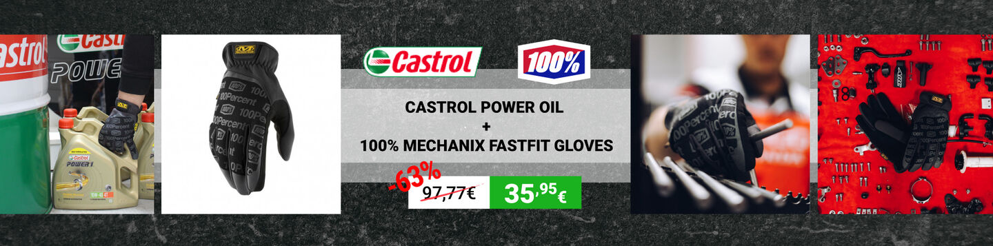 Castrol Power Oil + 100% Mechanix Fastfit Gloves Pack