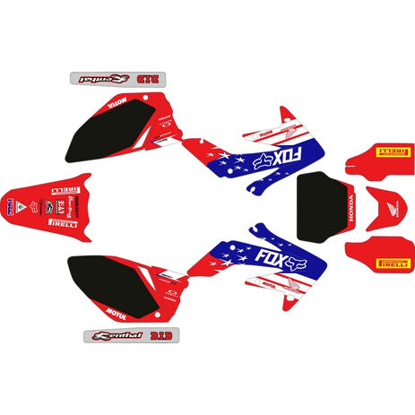 _Komplett Aufkleber Kit Honda CRF 250 R 04-05 Fox USA | SK-HCRF250405USA-P | Greenland MX_