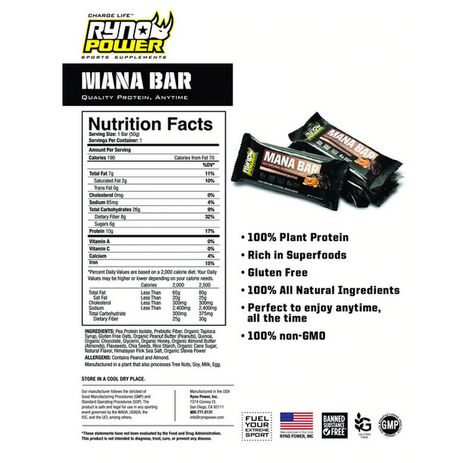 _Ryno Power Mana Chocolate/Peanut Butter Protein Bar Box | MANACAD | Greenland MX_