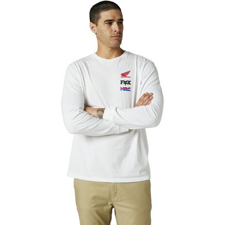 _T-shirt à Manches Longues Fox Honda Wing Premium Blanc | 29516-190 | Greenland MX_
