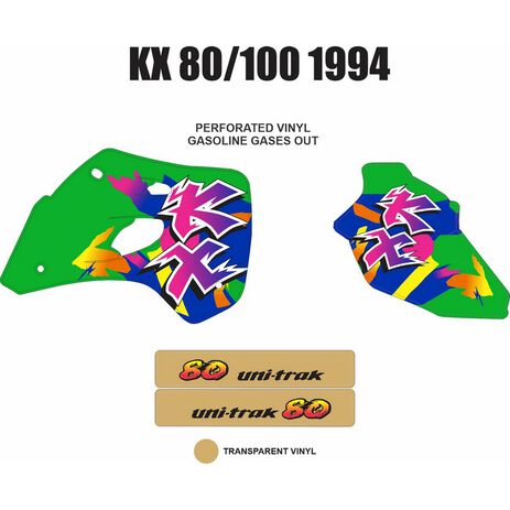 _OEM-Aufkleber-Kit Kawasaki KX 80/100 1994 | VK-KAWAKA801994 | Greenland MX_