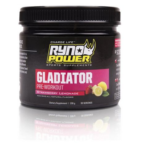_Ryno Power Gladiator Strawberry Lemonade Pre-Workout Drink Mix 150 Gr. | GLAD-TUB | Greenland MX_