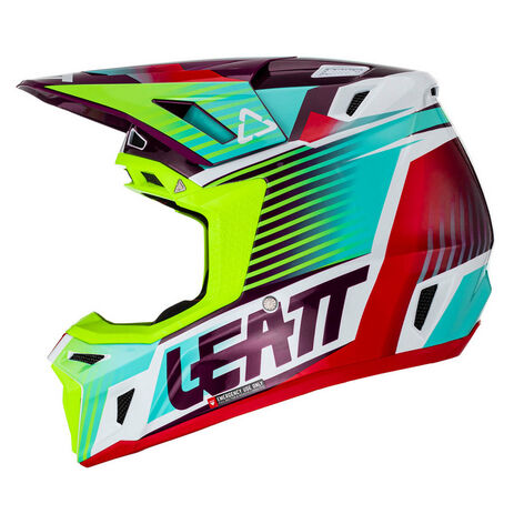 _Leatt Moto 8.5 Helmet with Goggles White/Green/Red | LB1023010400-P | Greenland MX_
