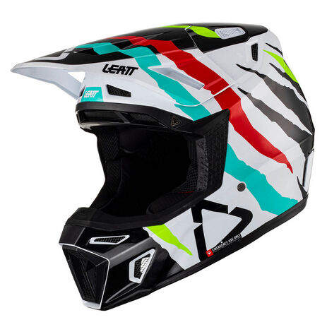 _Helm mit Brille Leatt Moto 8.5 Weiss/Blau/Rot | LB1023010300-P | Greenland MX_