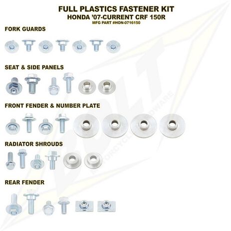 _Kit de Vis Pour les Plastiques Bolt Honda CRF 450 R/X 17-18 | BT-HON-1700024 | Greenland MX_
