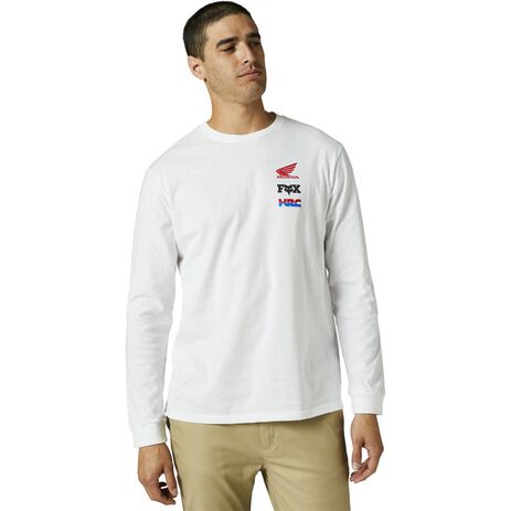 _T-shirt à Manches Longues Fox Honda Wing Premium Blanc | 29516-190 | Greenland MX_