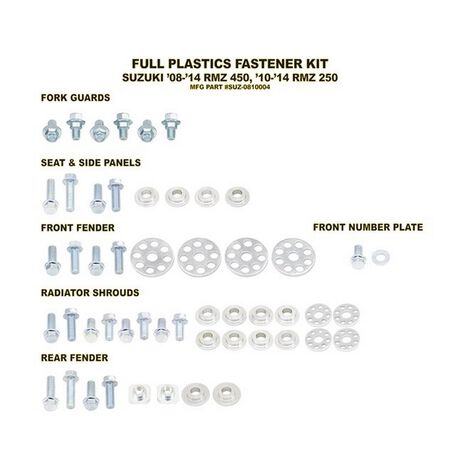_Kit Vis Plastiques Bolt Suzuki RMZ 250 10-18 RMZ 450 08-17 | BO-SUZ-081000 | Greenland MX_